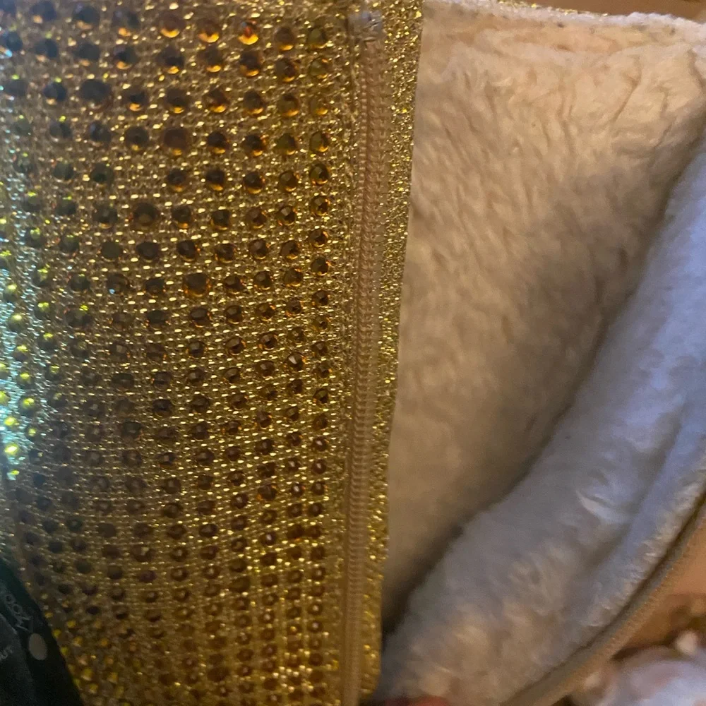 Gold Glitter Rhinestone Boots - Picture 7 of 7